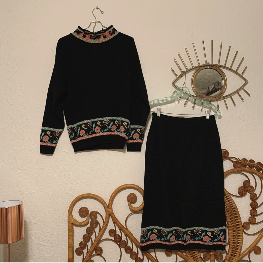 Vintage 80s knit sweater skirt set